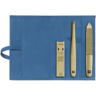 Zestawy do manicure i pedicure - ZWILLING Manicure BT Twinox Złota Edycja Zwilling skóra niebieska 3 szt. - miniaturka - grafika 1