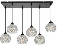 Lampy sufitowe - Lampa Wisząca Sufitowa Chrom Żyrandol Listwa Glamour Kryształki Do Salonu - miniaturka - grafika 1