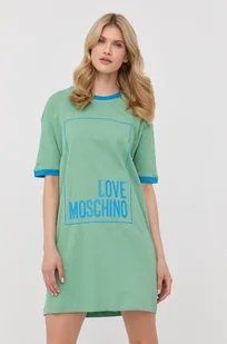 Love Moschino sukienka bawełniana kolor zielony mini oversize - Sukienki - miniaturka - grafika 1