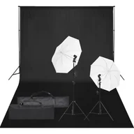 Lampy studyjne - vidaXL Fotograficzny zestaw studyjny z lampami i tłem - miniaturka - grafika 1