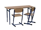 Meble do szkół i przedszkoli - Zestaw - stół dwuosobowy Leon z regulacją wys. 3-7 z krzesłem Reks z reg. wys. 5-6 - miniaturka - grafika 1
