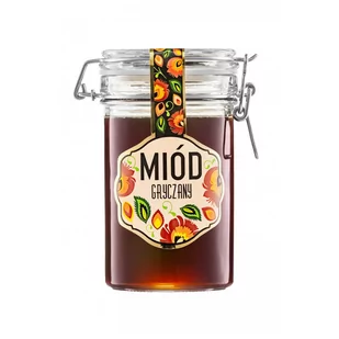 Miód Pszczeli Premium Gryczany 100% z Polskich Pasiek "Miód Gryczany" w Ozdobnym Słoiku Typu Weck 550g Mazurskie Miody - Ryż - miniaturka - grafika 1
