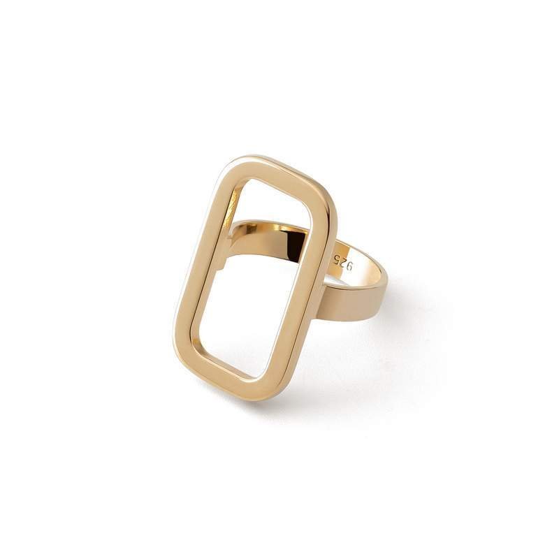 Pierścionek figura geometryczna prostokąt, srebro 925 : ROZMIAR PIERŚCIONKA - 17 UK:R Φ18,00 MM, Srebro - kolor pokrycia - Pokrycie żółtym 18K z..