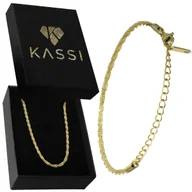 Bransoletki - Pozłacana Bransoletka Damska ze Stali Szlachetnej Splot Tkany Elegancka Prezent - miniaturka - grafika 1