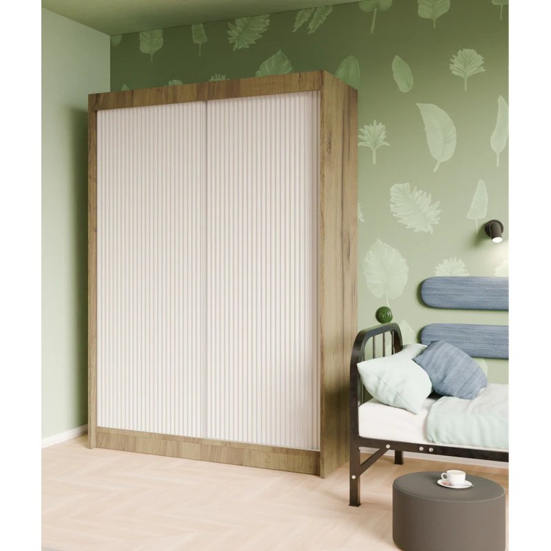 Szafa z drzwiami przesuwnymi, szafa 2-drzwiowa, nowoczesna szafa, szafa o wymiarach: 150 x 215 x 61 cm