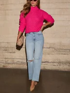 Swetry damskie - Milan Kiss Sweter w kolorze różowym - miniaturka - grafika 1