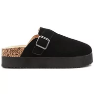 Klapki i japonki damskie - Klapki Damskie Na Platformie Czarne Eleganckie Modne Stylowe Zamszowe Na Korkowej Podeszwie Grubej Lekkie Wygodne Skórzane 37 - miniaturka - grafika 1