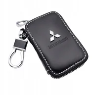 Etui na klucze - SKÓRZANE ETUI na klucz logo MITSUBISHI KLUCZYK samochodowy ELEGANCKI brelok - miniaturka - grafika 1