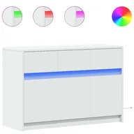 Szafki RTV - vidaXL Szafka pod telewizor z oświetleniem LED Biała 91x34x61 cm Materiał drewnopochodny - miniaturka - grafika 1