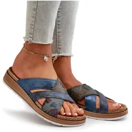 Klapki i japonki damskie - Wygodne Lekkie Klapki Damskie Inblu GS000052 Granatowe niebieskie - miniaturka - grafika 1