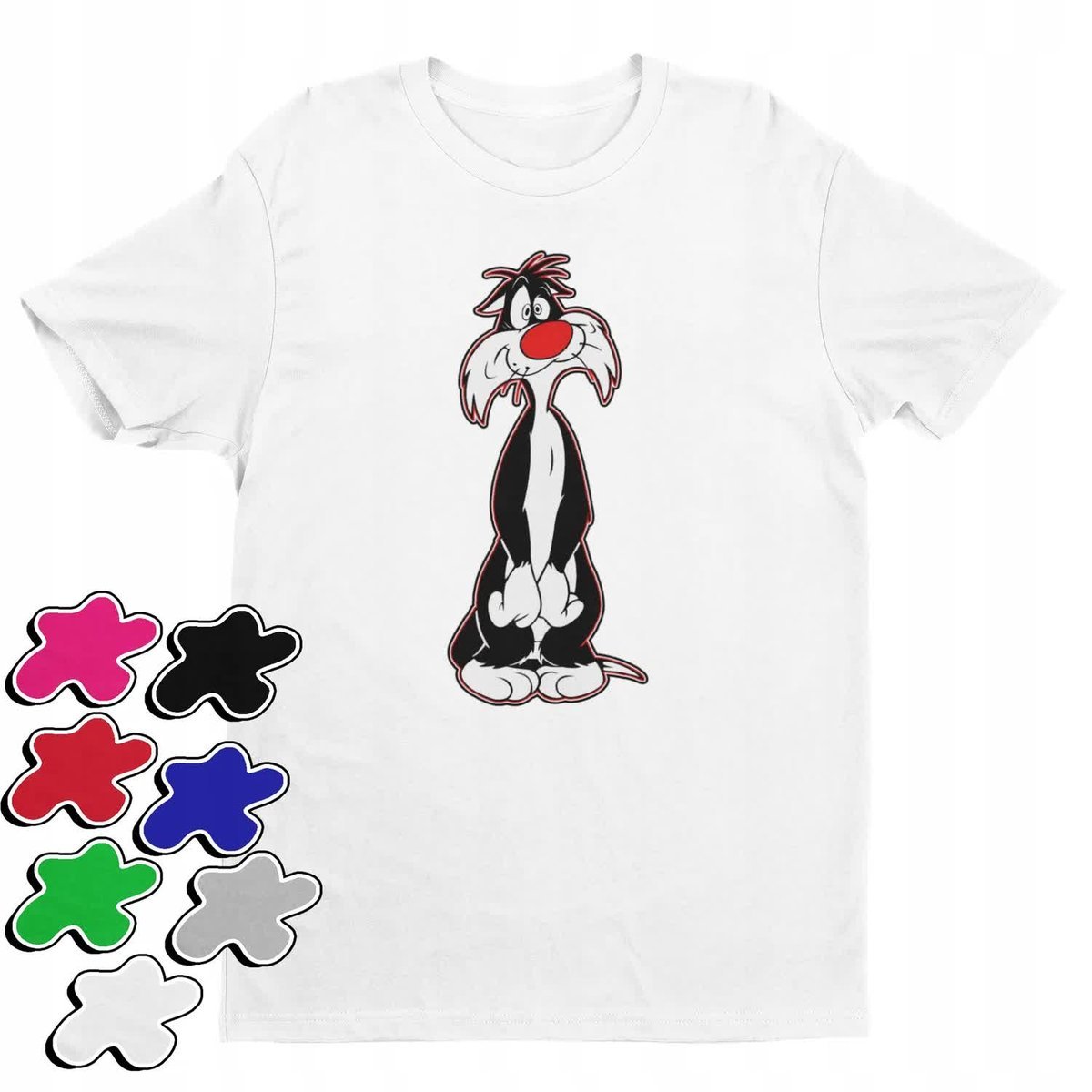 Koszulka T-Shirt Dziecięca Z Nadrukiem Looney Kot Sylwester -L 146-152