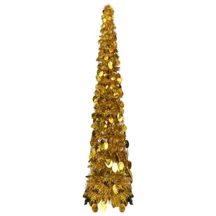 vidaXL Składana, sztuczna choinka, złota, 129 cm, PET - Choinki - miniaturka - grafika 1