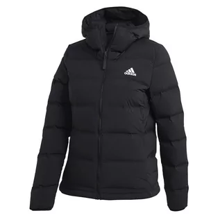 Kurtki i kamizelki sportowe damskie - Kurtka adidas Helionic Soft Hooded Down FT2577 - czarna - grafika 1