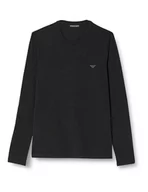Koszulki męskie - Emporio Armani Męski T-shirt z ciepłej wiskozy, czarny, L - miniaturka - grafika 1