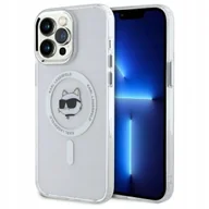 Etui i futerały do telefonów - Karl Lagerfeld IML Metal Choupette Head MagSafe - Etui iPhone 13 Pro Max (biały) - miniaturka - grafika 1