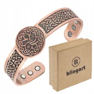 Bransolety męskie - Bransoletka MIEDZIANA magnetyczna męska BANGLA drzewko świata ORNAMENT - miniaturka - grafika 1