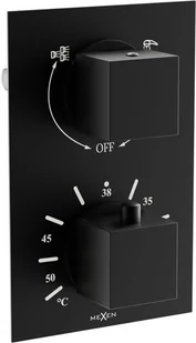 Mexen Cube termostatyczna bateria wannowo-prysznicowa 2-wyjściowa czarna - 77502-70 - Baterie wannowe i prysznicowe - miniaturka - grafika 1