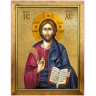 Ikony i obrazy sakralne - Obraz złocony w ramie, Jezus Chrystus Pantokrator - miniaturka - grafika 1