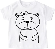 Koszulki dla dziewczynek - Koszulka z misiem dla dziewczynki - miniaturka - grafika 1