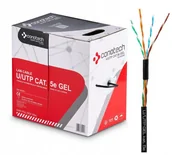 Kable miedziane - Kabel Sieciowy LAN U/ UTP Skrętka Zewnętrzna Miedź CU PE Żel Rolka Box 100m - miniaturka - grafika 1