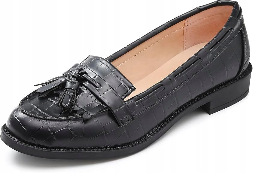 Damskie Buty Wsuwane Mokasyny Loafersy Czarne roz. 36
