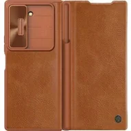 Etui i futerały do telefonów - Nillkin Etui z klapką i ochroną aparatu Qin Pro do Galaxy Z Fold6, brązowe - miniaturka - grafika 1