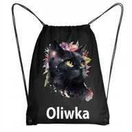 Plecaki worki - Worek Szkolny Na Buty Workoplecak WF Do Przedszkola Czarny Kot Boho #27 - miniaturka - grafika 1