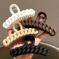 Ozdoby do włosów - TEMU Damskie Duże Elegancki Matowe Spinka do Włosów - Oversize Plecione Szpilki w Kolorach Brązowym/Czarnym Beżu, Tan z Antypoślizgową Chwytem dla - miniaturka - grafika 1