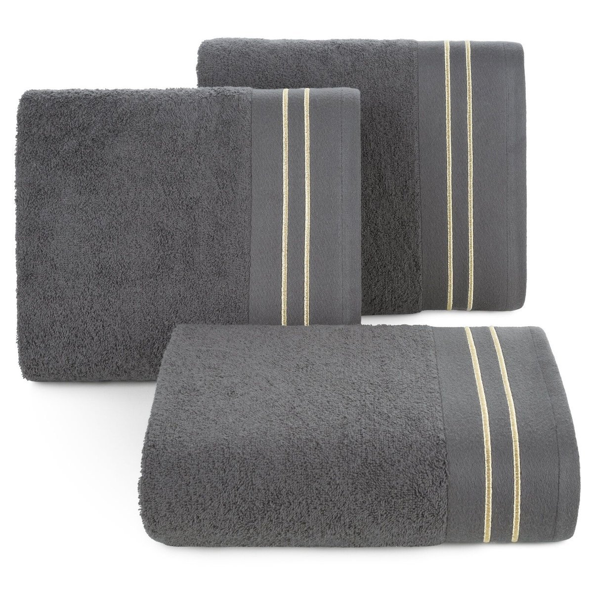 Ręcznik Olivia 50x90 stalowy haft bawełna frotte 500 g/m²