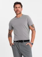Koszulki męskie - Męski klasyczny bawełniany T-shirt BASIC - szary V3 OM-TSBS-0236 S - miniaturka - grafika 1
