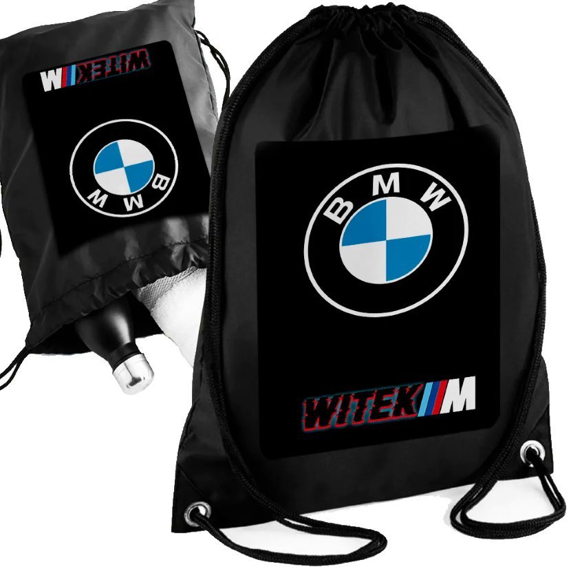 Personalizowany Czarny Worko-Plecak BMW M PAKIET Twoje Imię Nadruk Prezent