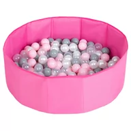 Suche baseny - Selonis, suchy basen składany z piłeczkami 6cm różowy: perła-szary-transparent-pudrowy róż 80x23/200piłek - miniaturka - grafika 1