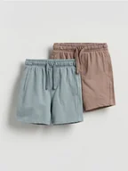 Spodenki damskie - Reserved - Bawełniane szorty 2 pack - ciemnobrązowy - miniaturka - grafika 1