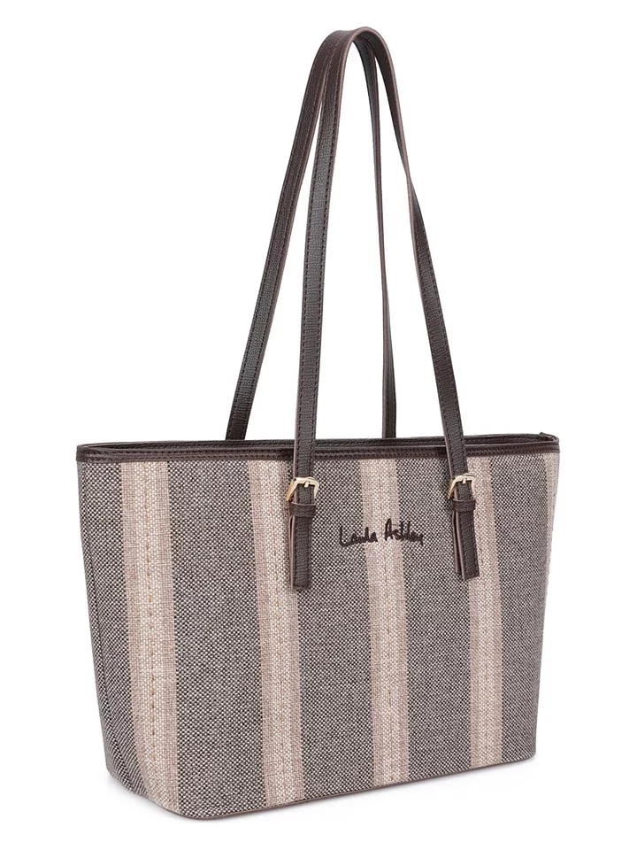 Laura Ashley Shopper bag "Byron" w kolorze jasnoróżowo-ciemnobrązowym - 40  x 25 x 15 cm - Ceny i opinie na Skapiec.pl