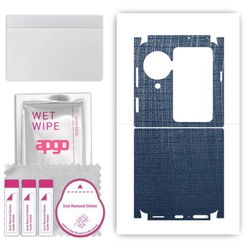 folia naklejka skórka strukturalna na TYŁ+BOKI do Oppo Find N3 Flip - Tkanina Granatowa - apgo SKINS
