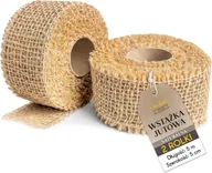 Obrusy i serwetki - Creative Deco Wstążka Jutowa do dekoracji 2 rolki 5 cm x 5 m naturalna brązowa tkanina dekoracyjny bieżnik na stół, boho, wesele - miniaturka - grafika 1