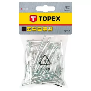 Topex Nity aluminiowe 4 x 12,5mm, 50 sztuk, , 43E403 - Nity - miniaturka - grafika 1