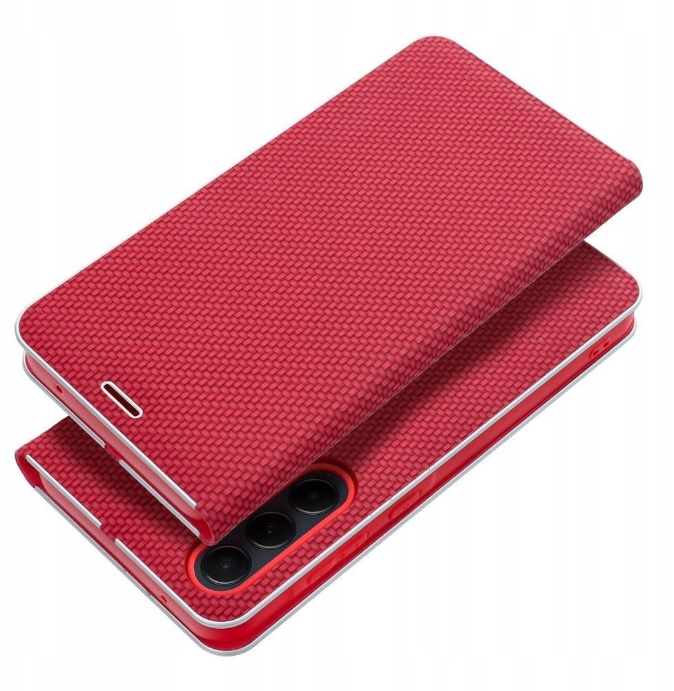 Kabura LUNA Book Carbon do SAMSUNG A52 5G / A52 LTE 4G / A52s 5G czerwony