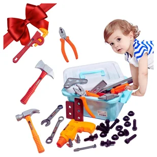 Zestaw Narzędzi Dla Dzieci Mały Majsterkowicz Skrzynka Wiertarka 48 Ele. - Zabawy w naśladowanie dorosłych - miniaturka - grafika 1