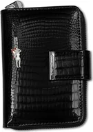Portfele - Jennifer Jones RFID Blocker portfel damski z prawdziwej skóry croco czarny 9x3x12cm z zawieszką wróżki D2OPJ711S - miniaturka - grafika 1