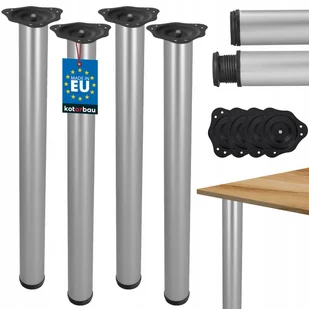 ZESTAW 4szt NOGA REGULOWANA DO STOŁU BLATU BIURKA STOLIKA 71-74,5cm SREBRNA - Meble modułowe i akcesoria - miniaturka - grafika 1