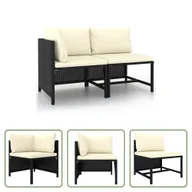 Sofy ogrodowe - The Living Store 2-częściowa sofa ogrodowa z poduszkami z czarnego polirattanu - miniaturka - grafika 1