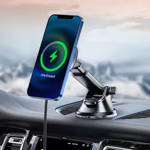 SWISSTEN Uchwyt magnetyczny na przyssawkę z ładowarką bezprzewodową MagSafe 15W - Ładowarki samochodowe - miniaturka - grafika 4