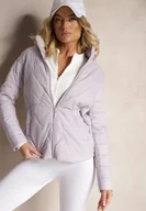 Kurtki damskie - Jasnofioletowa Kurtka z Geometrycznym Pikowaniem i Kapturem Lilidi - miniaturka - grafika 1
