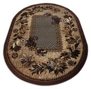 Dywany - Brązowy owalny dywan w kwiaty - Malkon - miniaturka - grafika 1