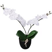 Sztuczne kwiaty - vidaXL 244420 Sztuczna orchidea z doniczką, 30 cm, kolor biały - miniaturka - grafika 1