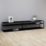 Szafki RTV - vidaXL Szafka pod TV, czarna, 220x40x40,5 cm, szkło hartowane - miniaturka - grafika 1