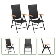 Fotele i krzesła ogrodowe - The Living Store Sztaplowane krzesła ogrodowe 2 szt. Poli rattan czarny - miniaturka - grafika 1