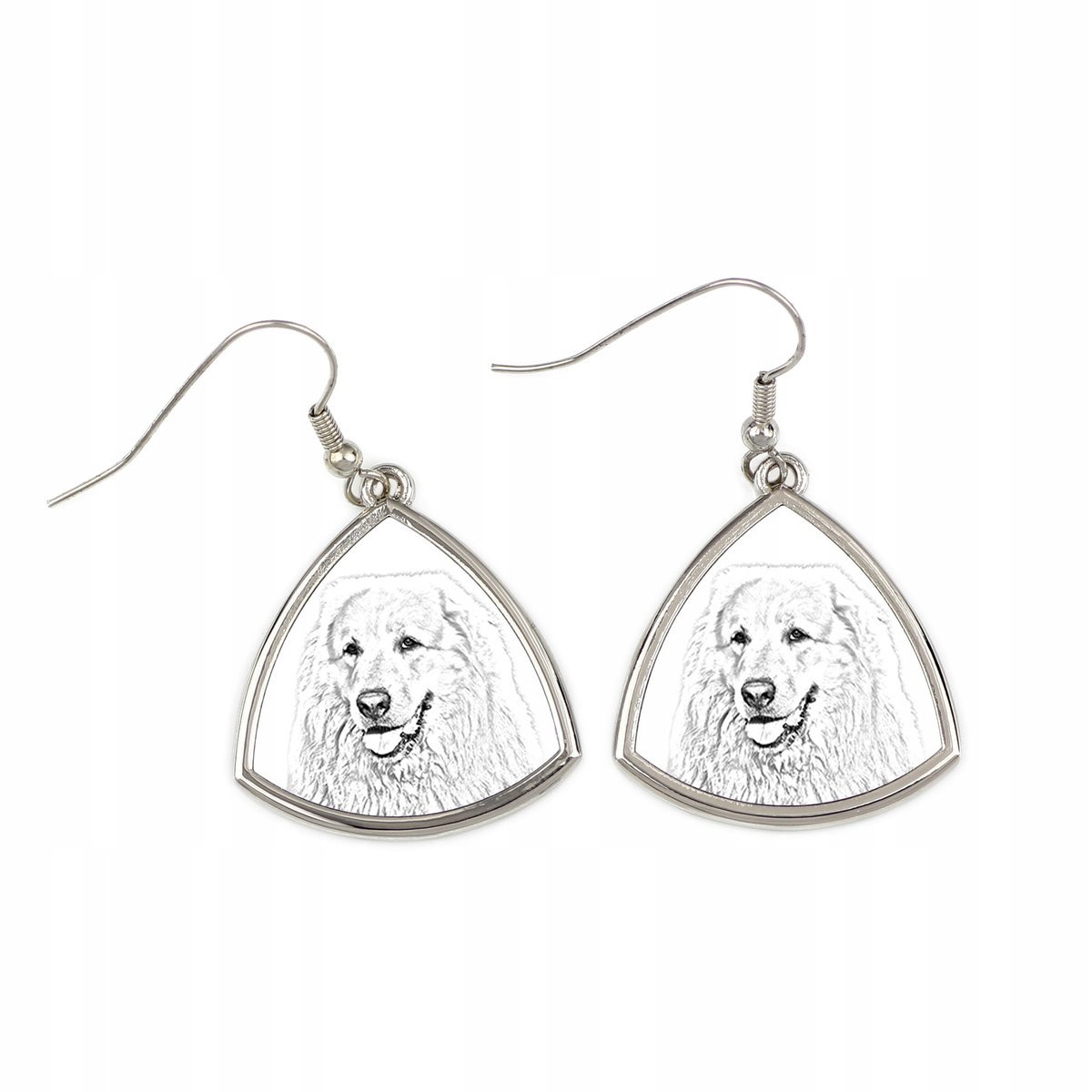 Pirenejski pies górski, Great pyrenees - kolczyki z psem, wiszące kolczyki
