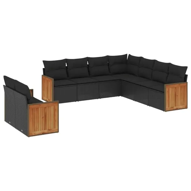 Zestaw Wypoczynkowy z Rattanu PE Czarny Modułowy 62x62x69 cm